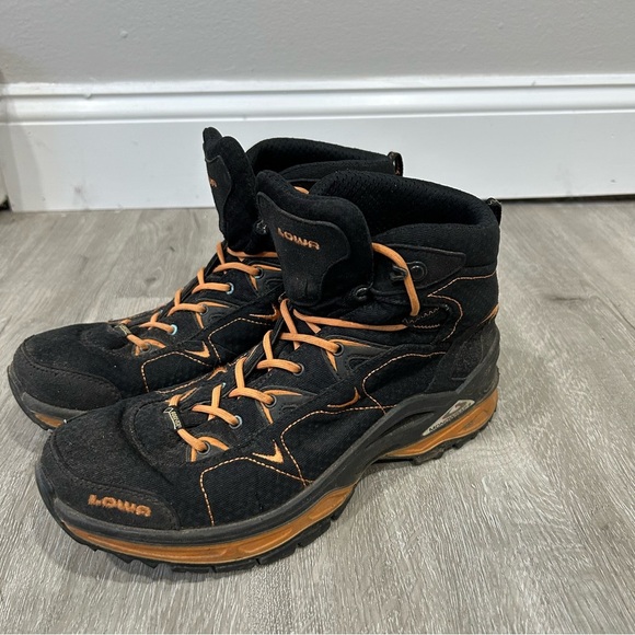 LOWA LINO GTX Mid Outdoor Waterproof Orange Black Work Boots Men’s Size 9 - Picture 2 of 7